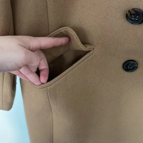 Banana Republic | Wool Blend Camel Tan Double Breasted Longline Top Coat - Picture 6 of 6
